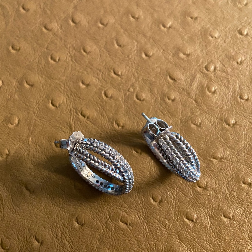 Judith Ripka crossover Hoop earrings